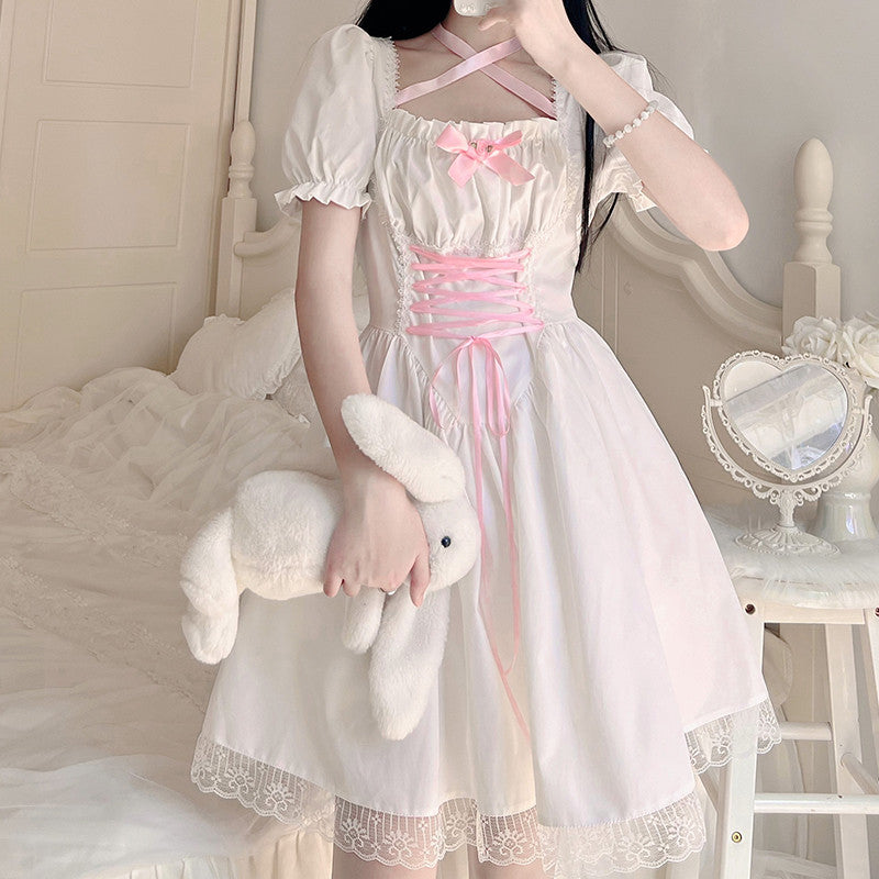 Puff Sleeve Lace Princess Dress    HA0548