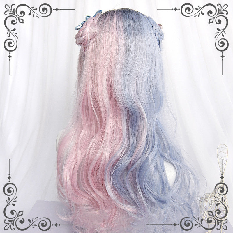 Powder blue double spell long curly hair    HA0670