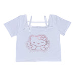 Kitten Rhinestone Short Sleeve T-Shirt  HA0704