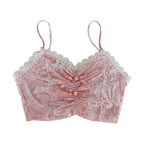 Pink Sweet Velvet Floral Camisole   HA0869