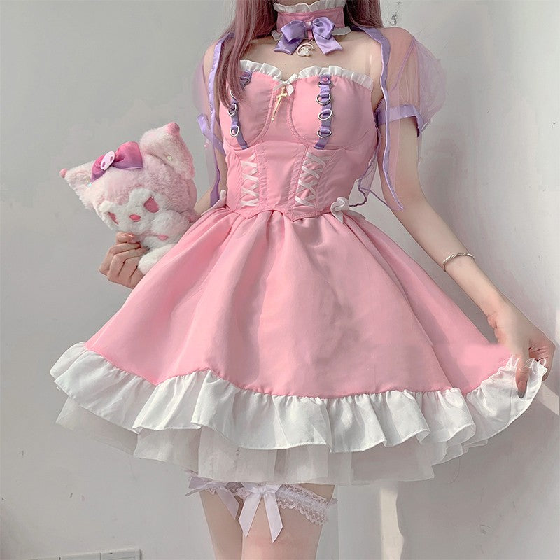 Cute cos pink dress HA1634