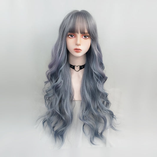 Blue Gray Big Wave Wig  HA0059