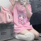 Printed loose short sleeve t-shirt  HA0518
