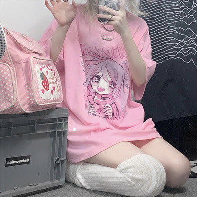 Printed loose short sleeve t-shirt  HA0518