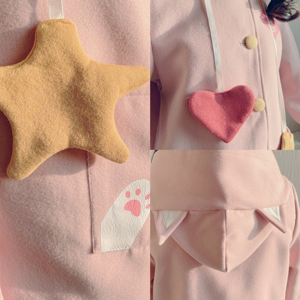 Sweet and cute cat embroidered coat   HA1141