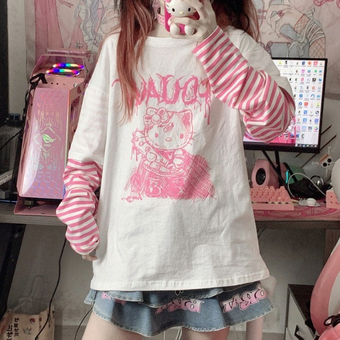 Comic Stripe Long Sleeve Top  HA1293