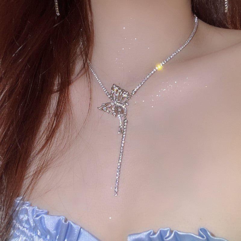 Super fairy butterfly tassel clavicle chain   HA1231