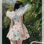 Cute Waisted Puffy Sling Dress   HA1599