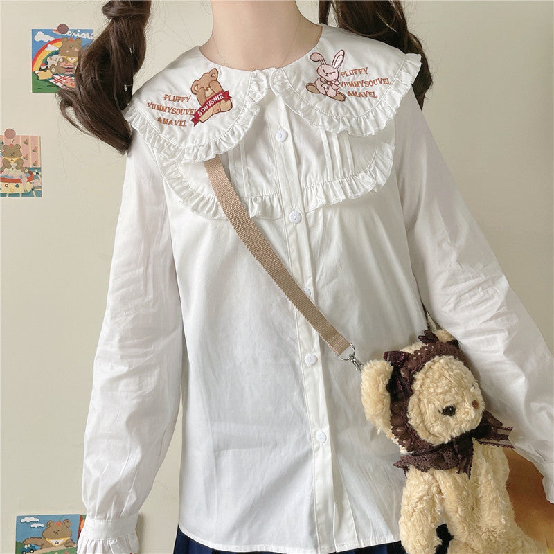 Cute rabbit ears collar shirt   HA1096