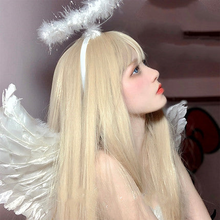 Daily sweet and cute blonde long straight hair   HA0163