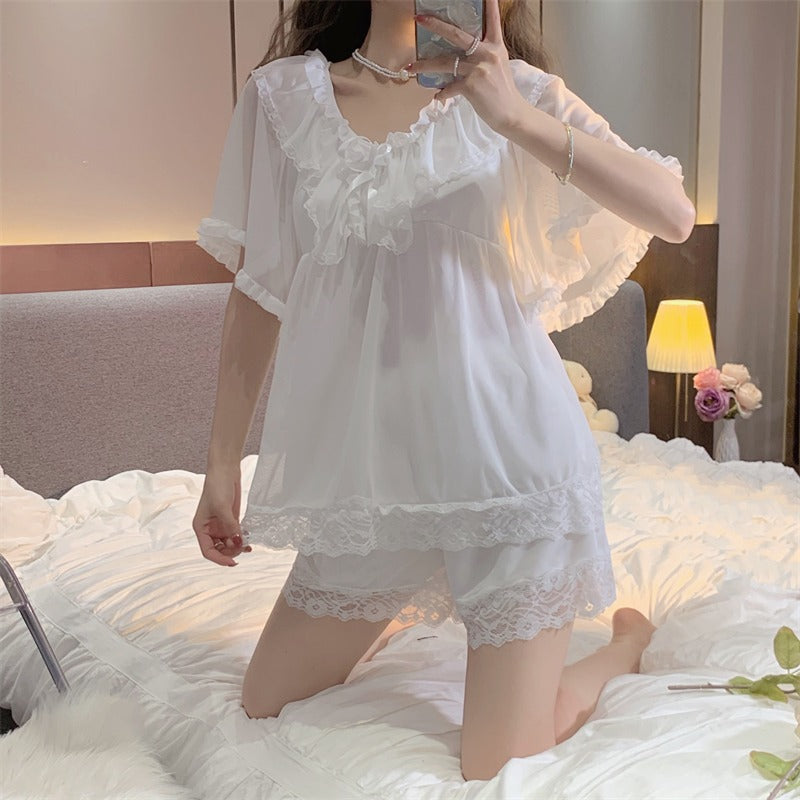 Lce Silk Short Sleeve Shorts Home Set  HA0427