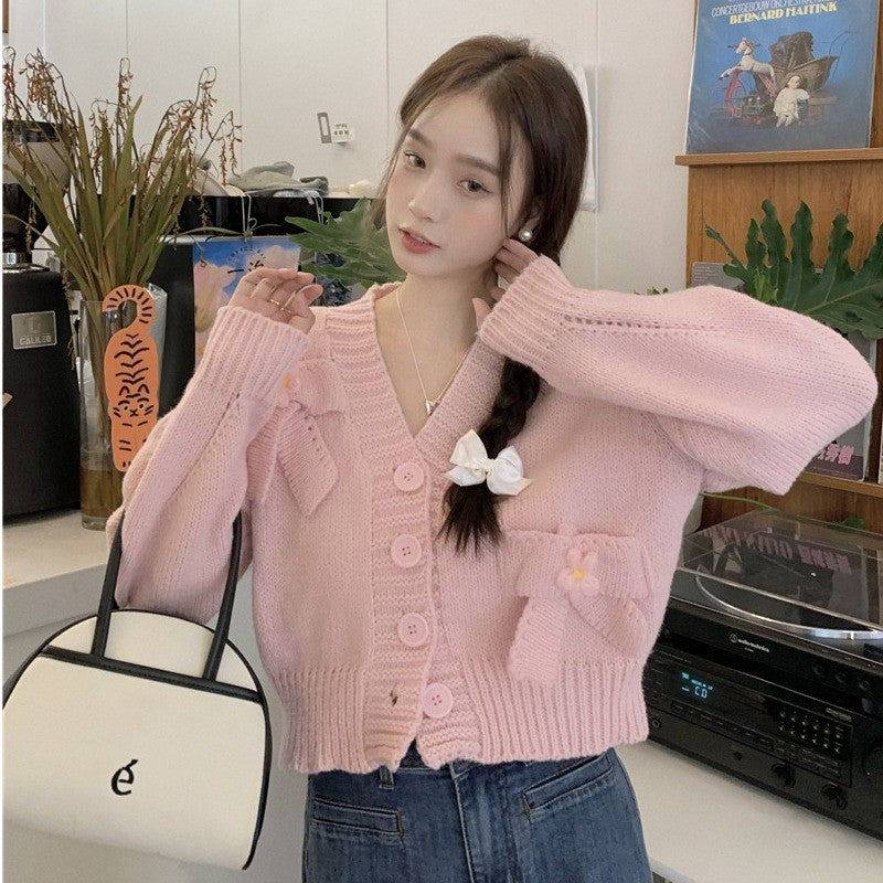 Bowknot v-neck sweater   HA1324