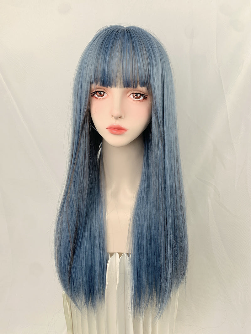 Mermaid Blue Long Straight Hair Wig  HA1441