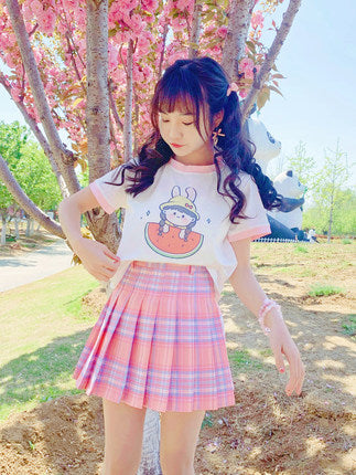 Small fresh plaid skirt   HA0378