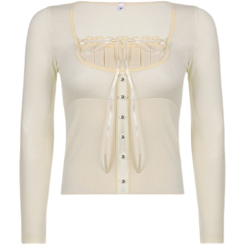 Square neck long sleeve T-shirt   HA1550