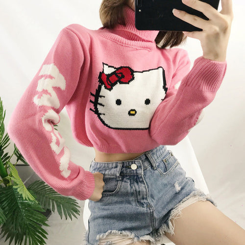 Pink kitty cat sweater sweater   HA0742