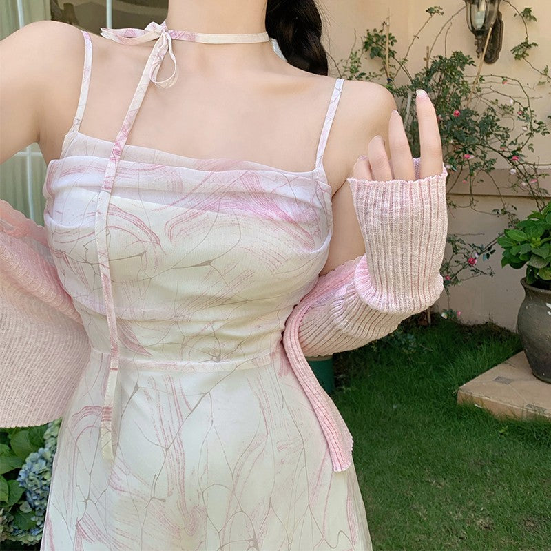 Chiffon Floral Slip Dress   HA1582