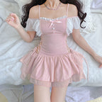 Lace-up neckline suspender skirt HA0909
