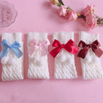 Knitted lolita furball bow socks  HA0734