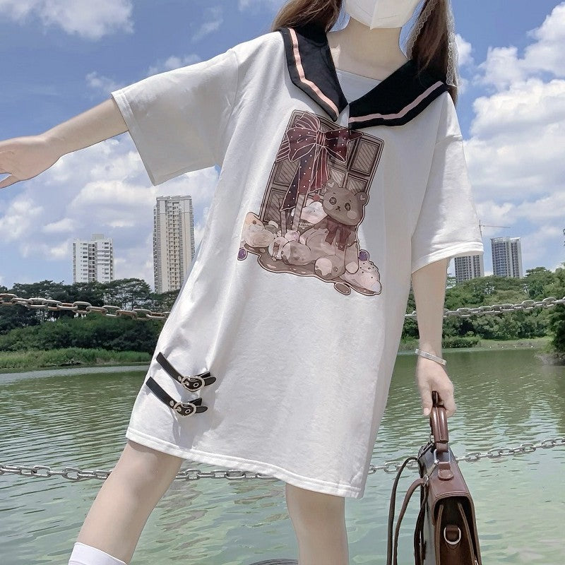 Sweet bear print bottoming shirt   HA1500