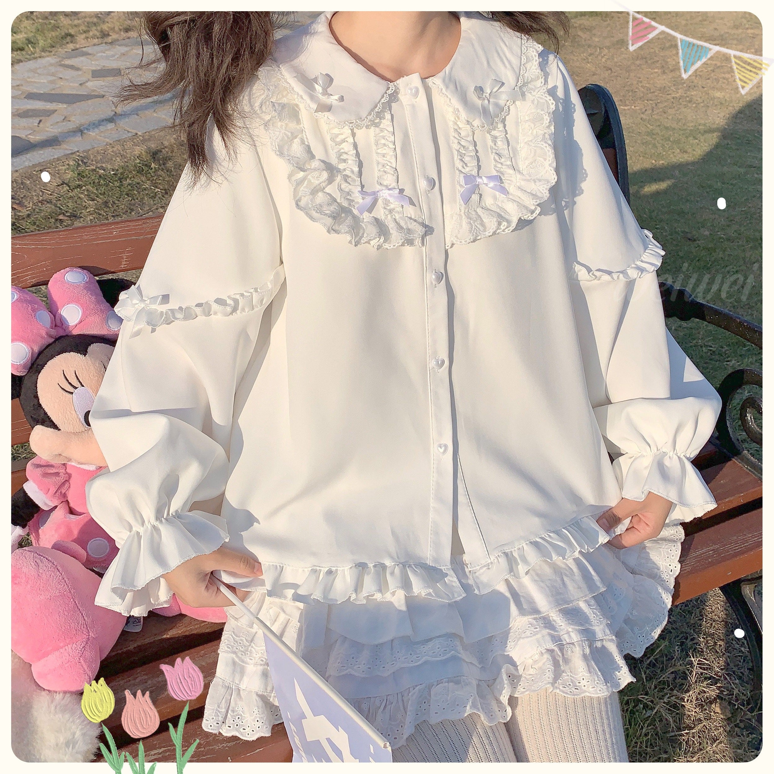 Doll Collar Rabbit Ear Long Sleeve Top  HA1409