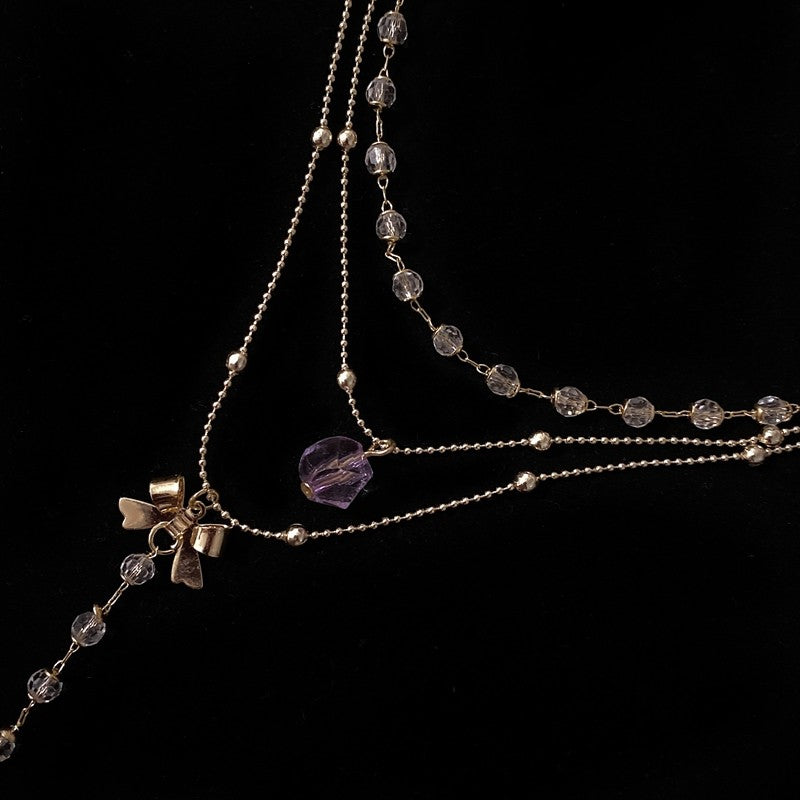 Bow crystal necklace HA1326