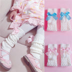 Knitted lolita furball bow socks  HA0734