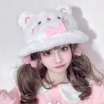 Small Hamster Bear Ears Plush Bucket Hat HA0875