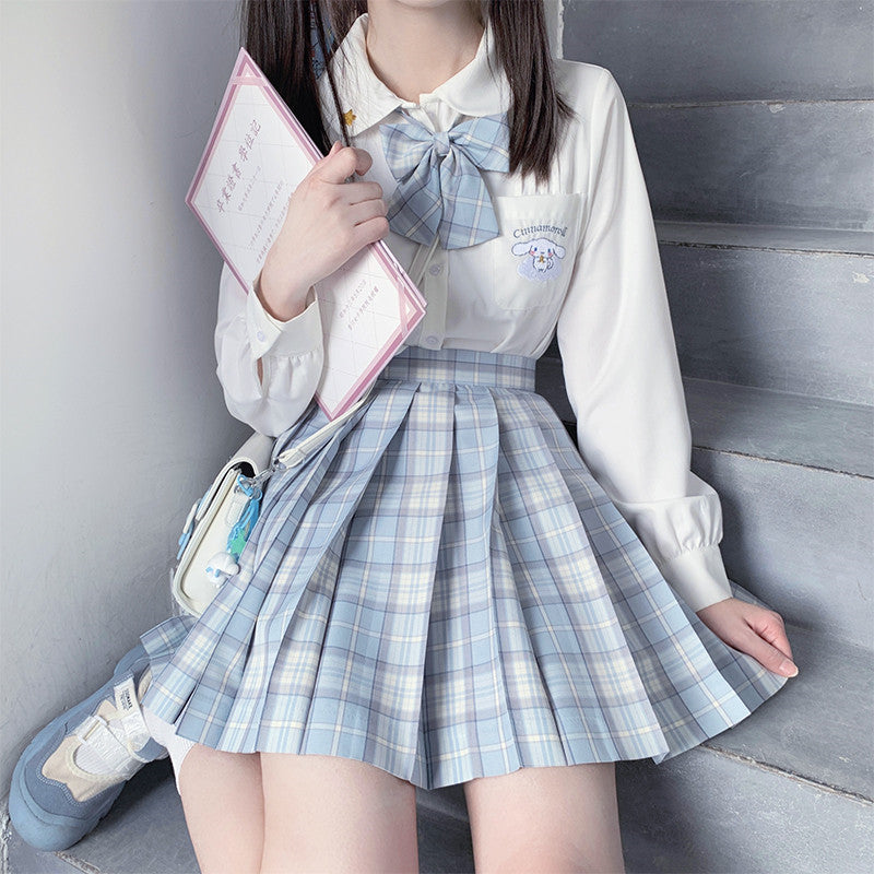 Sky Blue grid skirt   HA0737