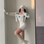 Butterfly Embroidered Cardigan Bag Dress Two-Piece Set    HA1401