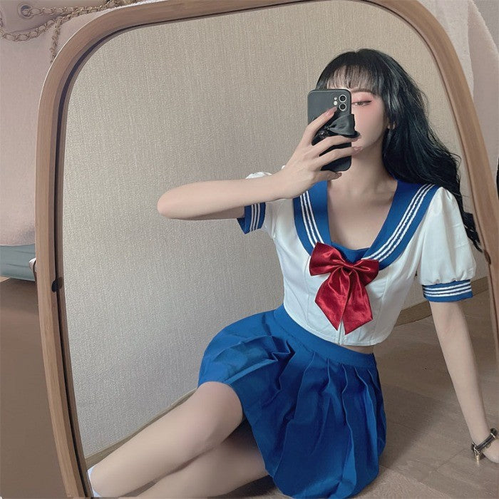 Fashionable age-reducing shirt and skirt two-piece set   HA1325