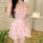 High waist chiffon pleated cake tutu skirt   HA1084