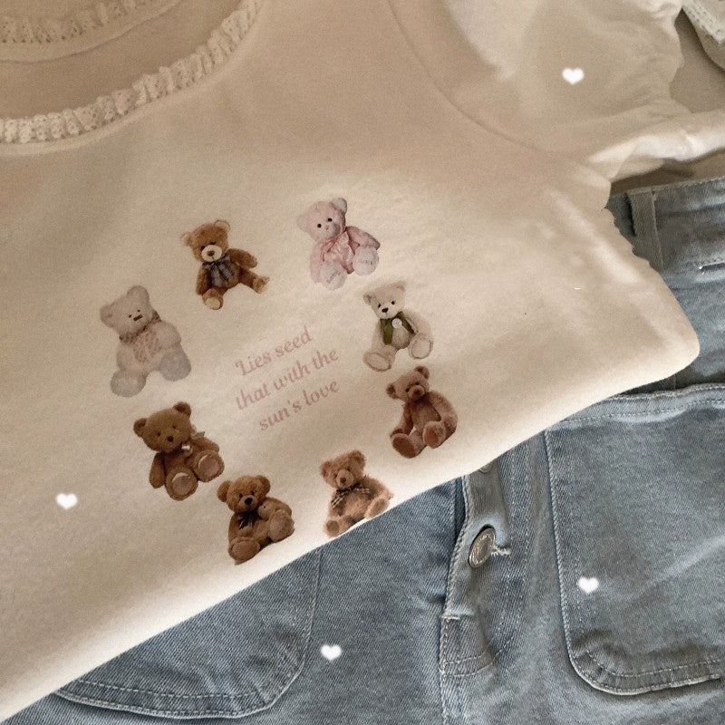 Sweet Girl Puff Sleeve T-Shirt   HA1733