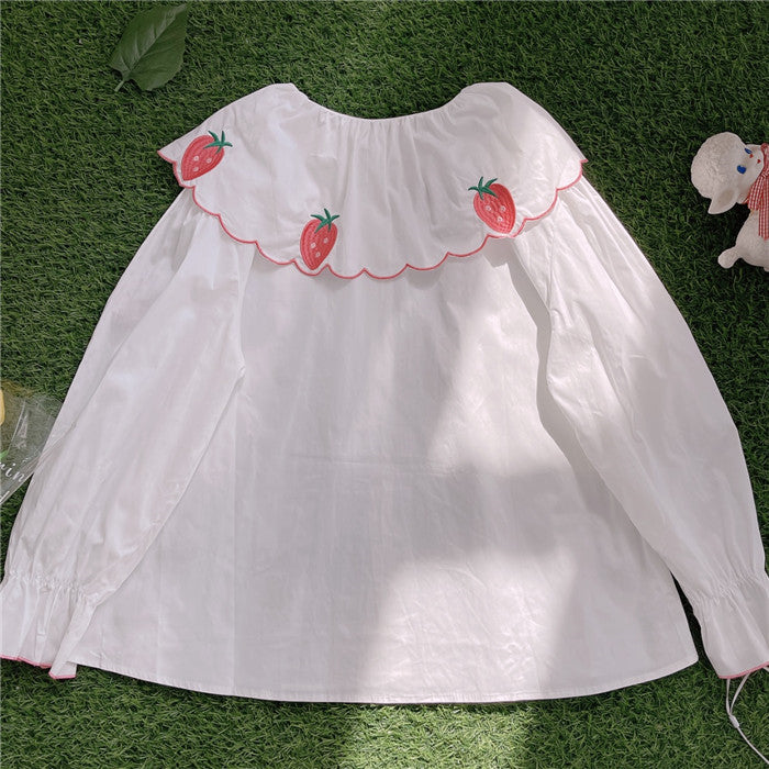 Cute Strawberry Embroidered Shirt   HA1132