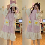 Bunny hooded coral fleece pajamas  HA1422