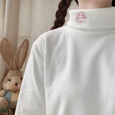 Cute Embroidered Long Sleeve T-Shirt   HA1170