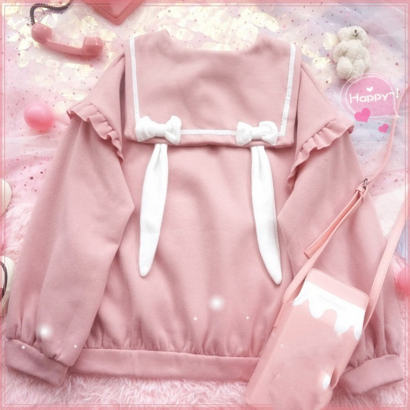 Rabbit Ear Bow Fleece Sweatshirt   HA1526