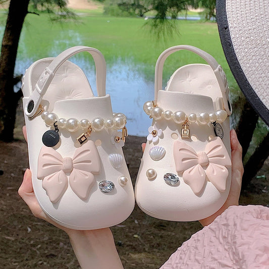 Sweet Pearl Bow Beach Slippers    HA0837