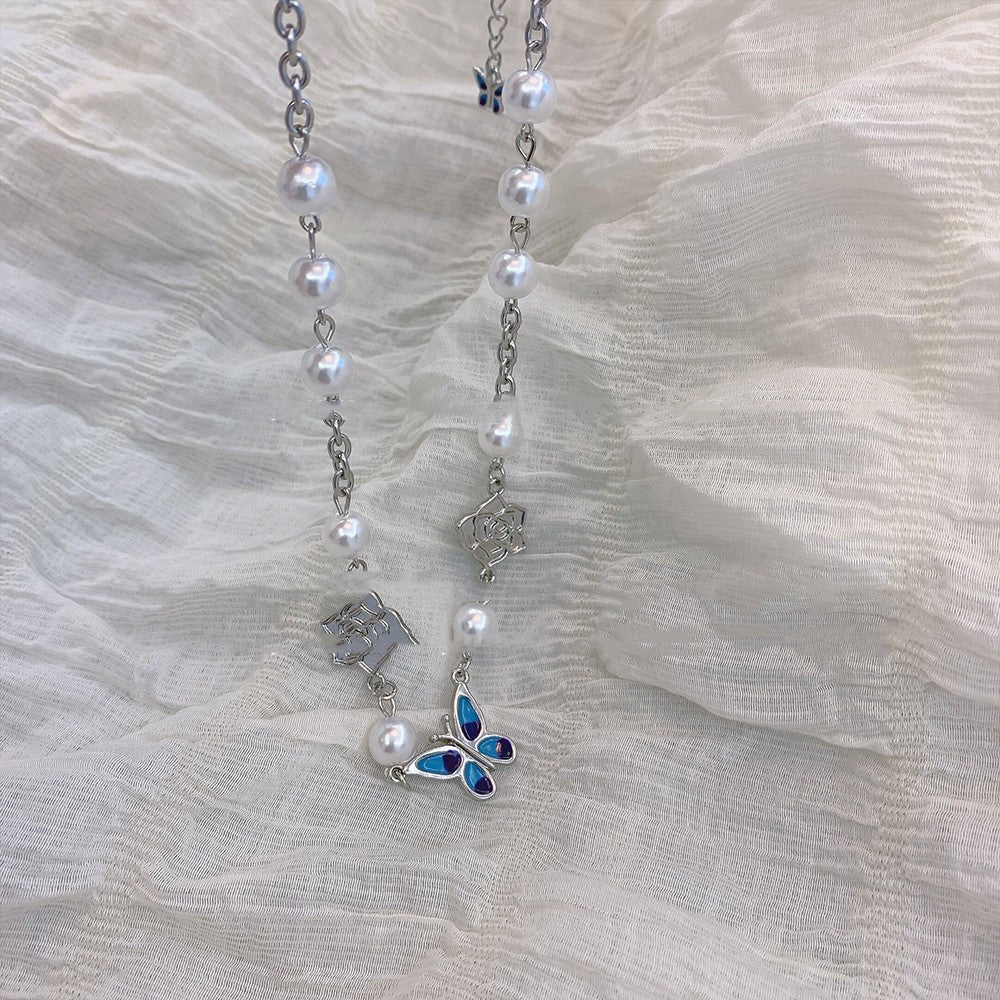 Butterfly Pearl Clavicle Chain   HA1296