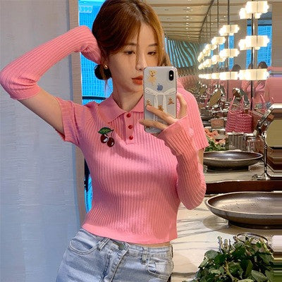 Short sleeve knitted sweater HA0517