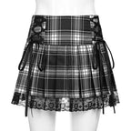 Plaid pleated skirt    HA0514