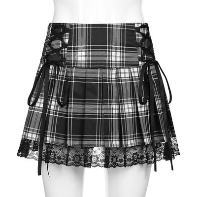 Plaid pleated skirt    HA0514