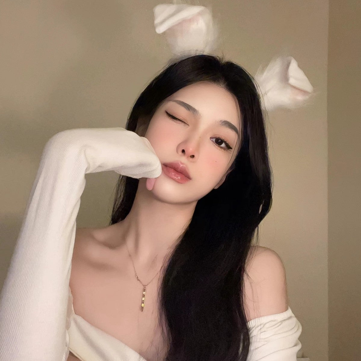 Furry Bunny Ears Headband  HA1425