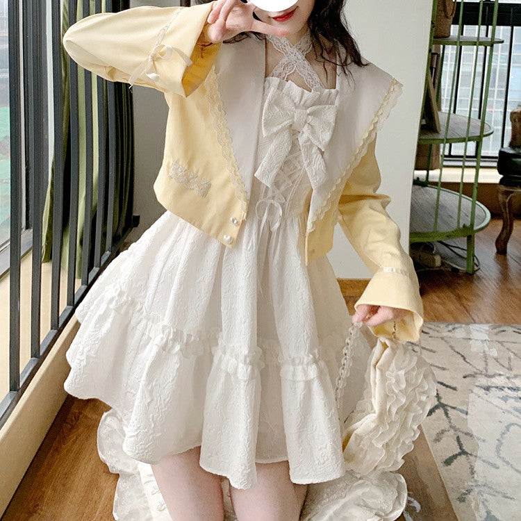 Sweet White Slip Dress Bow Dress  HA0757