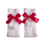 Knitted lolita furball bow socks  HA0734