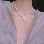 Cream Sweetheart Peach Heart Love Necklace  HA0668