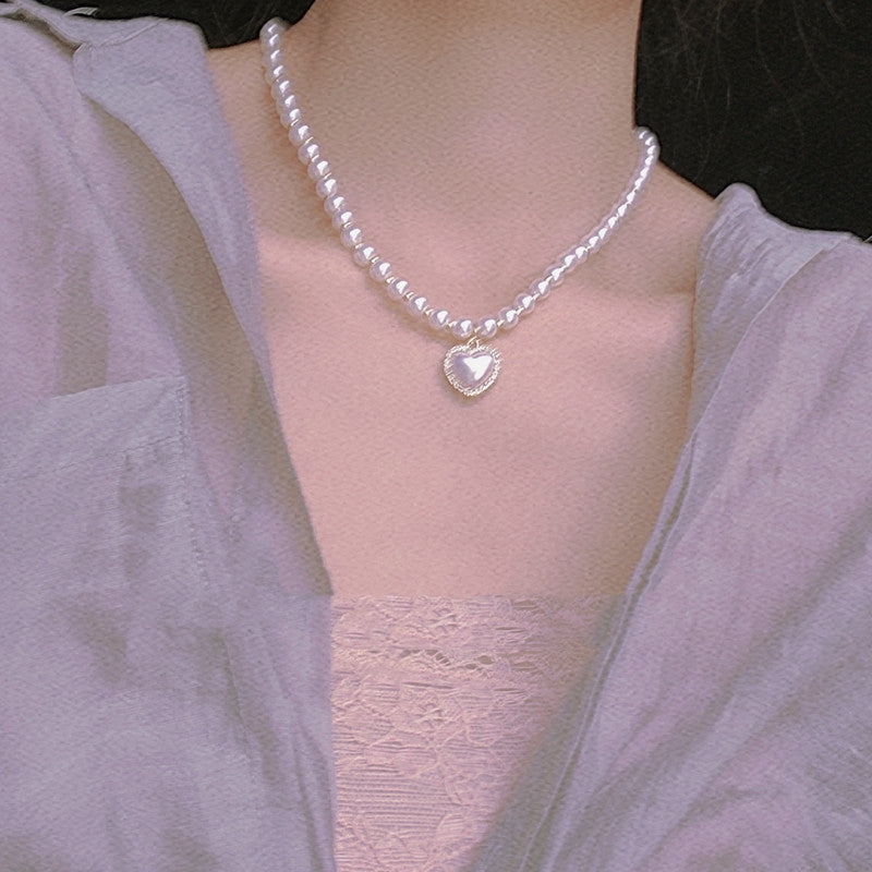 Cream Sweetheart Peach Heart Love Necklace  HA0668