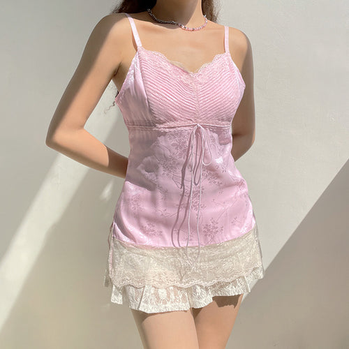 Sweetheart Pink Lace Sling Top    HA0638