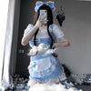 Lace Blue Grid Maid Dress    HA0338