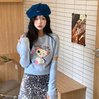 Puff Sleeve Cat Knit Top  HA1233